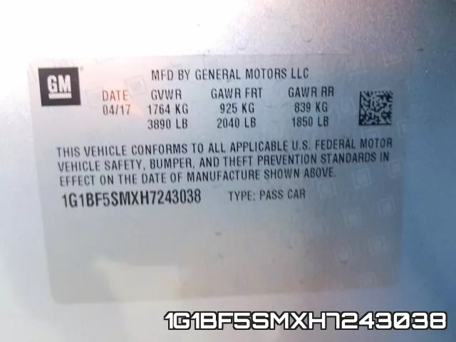 1G1BF5SMXH7243038 фото 2