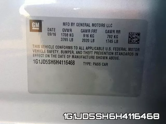 1G1JD5SH6H4116468 фото 2