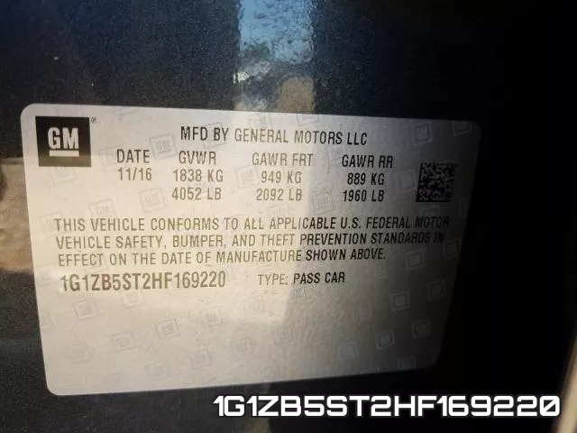 1G1ZB5ST2HF169220 фото 2