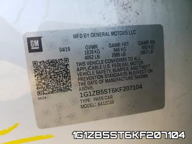 1G1ZB5ST6KF207104 фото 2