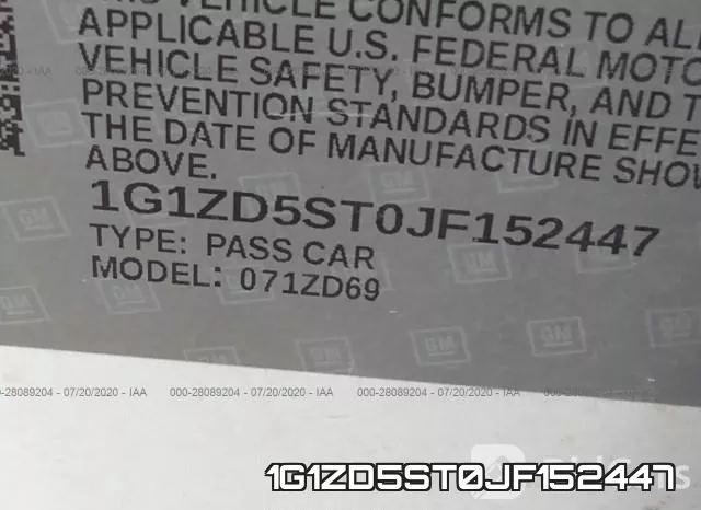 1G1ZD5ST0JF152447 фото 10