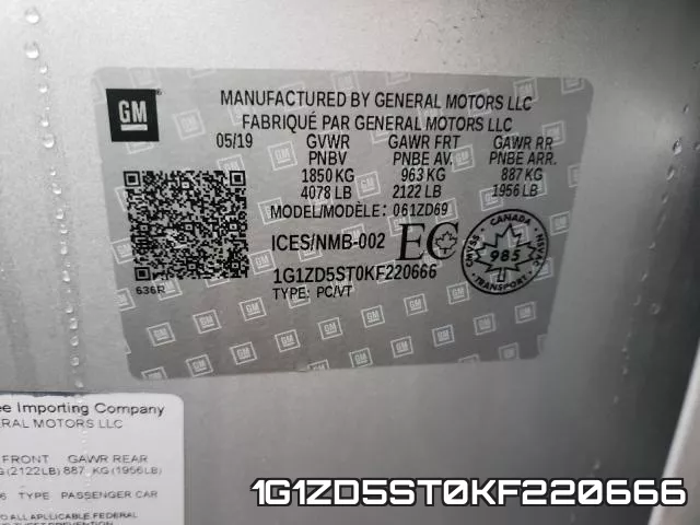 1G1ZD5ST0KF220666 фото 2