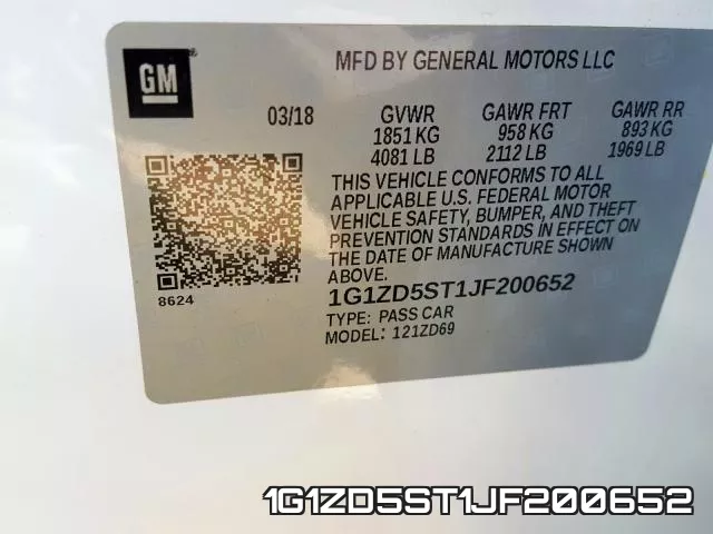 1G1ZD5ST1JF200652 фото 2