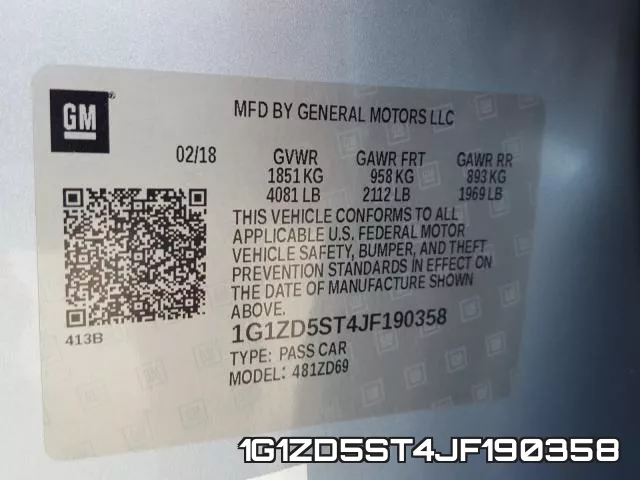 1G1ZD5ST4JF190358 фото 2