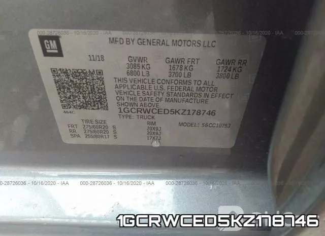 1GCRWCED5KZ178746 фото 10