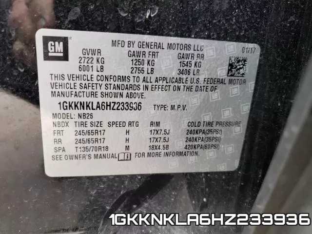 1GKKNKLA6HZ233936 фото 2