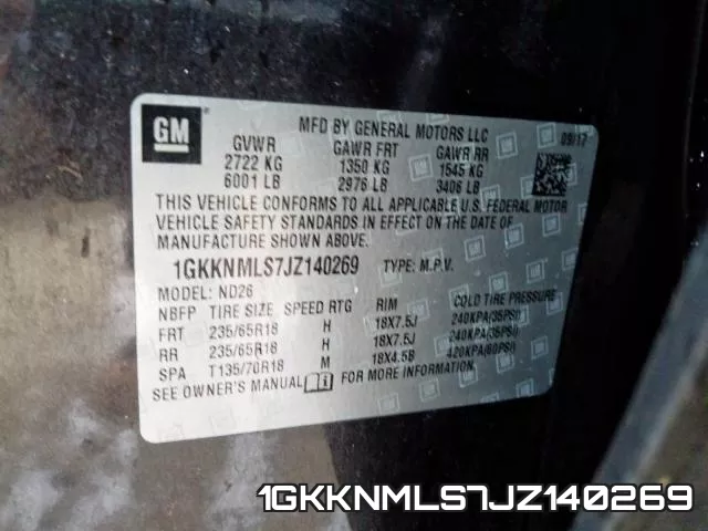 1GKKNMLS7JZ140269 фото 2