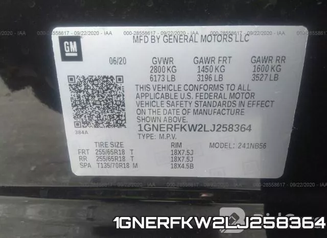 1GNERFKW2LJ258364 фото 10