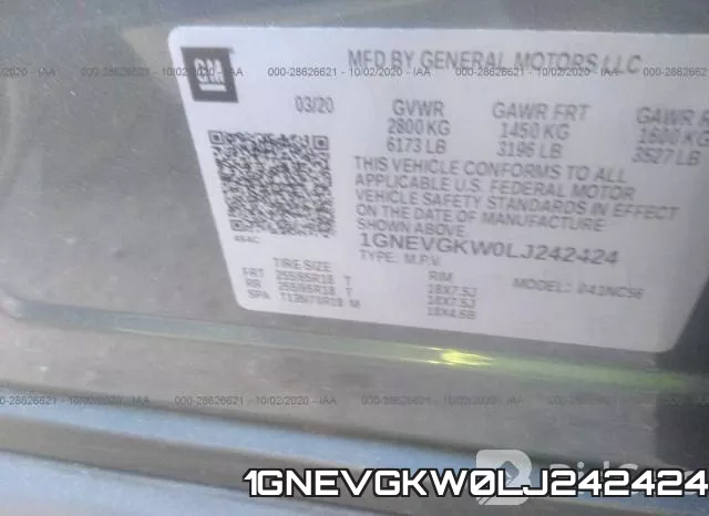 1GNEVGKW0LJ242424 фото 10