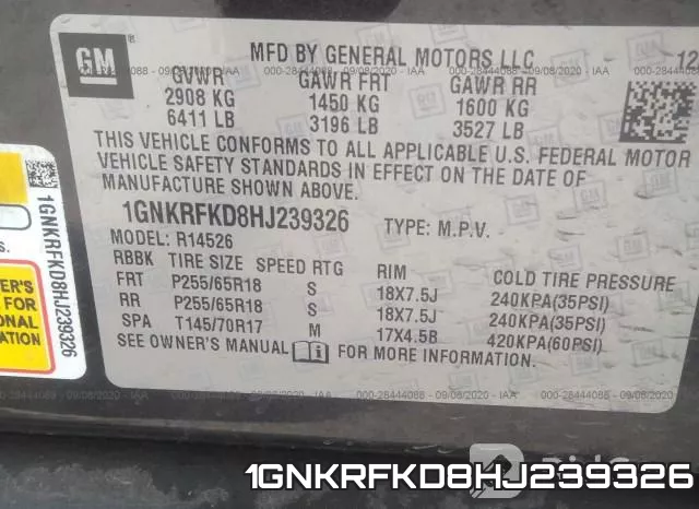 1GNKRFKD8HJ239326 фото 10