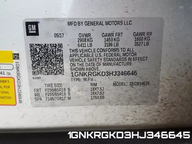 1GNKRGKD3HJ346645 фото 2
