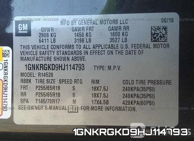 1GNKRGKD9HJ114793 фото 10