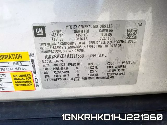 1GNKRHKD1HJ221360 фото 2