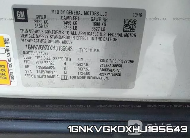 1GNKVGKDXHJ185643 фото 10