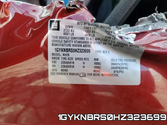 1GYKNBRS0HZ323699 фото 2
