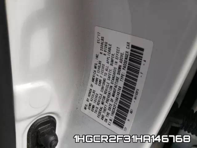 1HGCR2F31HA146768 фото 2