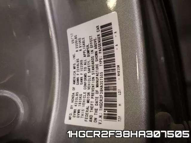 1HGCR2F38HA307505 фото 2