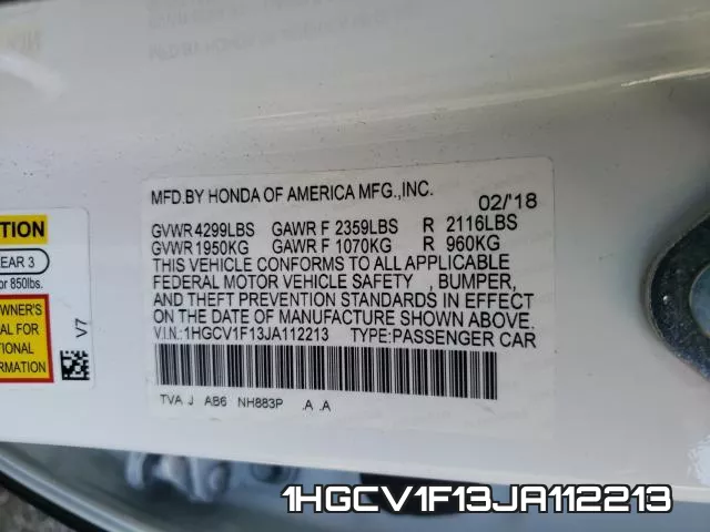 1HGCV1F13JA112213 фото 2