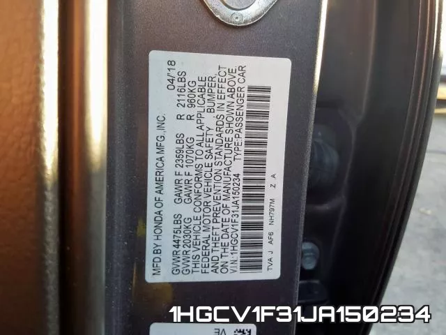 1HGCV1F31JA150234 фото 2