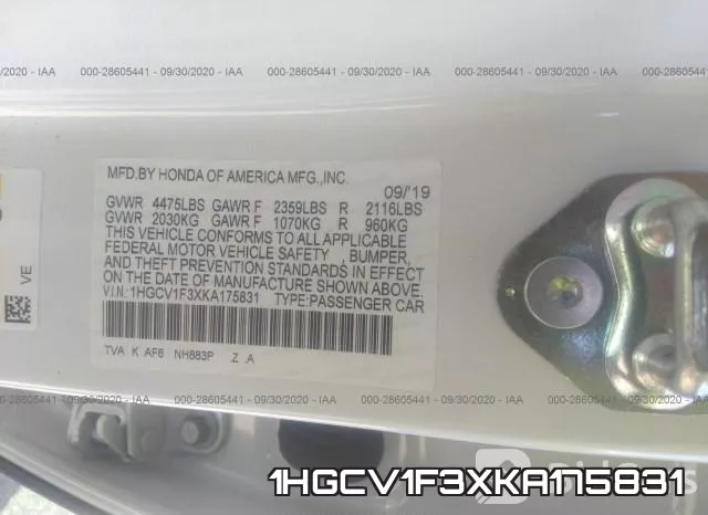 1HGCV1F3XKA175831 фото 10