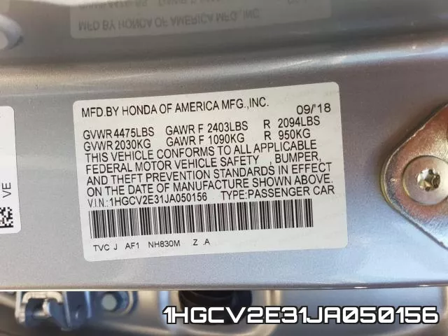 1HGCV2E31JA050156 фото 2
