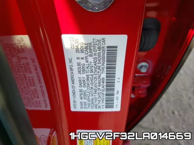 1HGCV2F32LA014669 фото 2