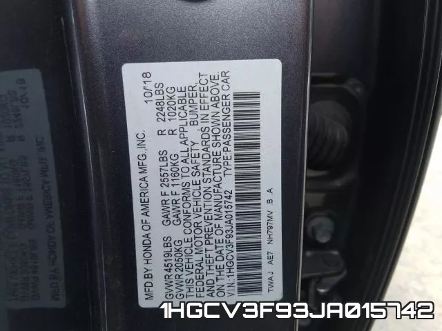 1HGCV3F93JA015742 фото 2