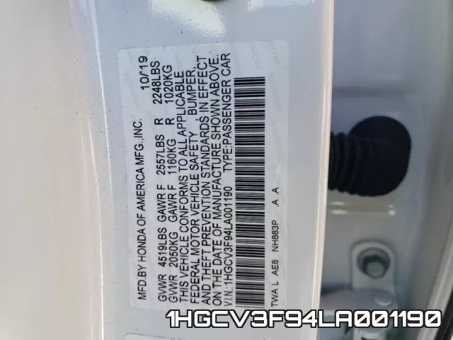 1HGCV3F94LA001190 фото 2