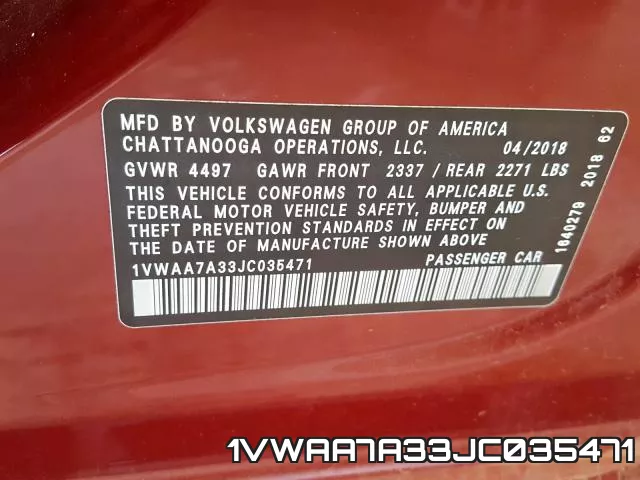 1VWAA7A33JC035471 фото 2