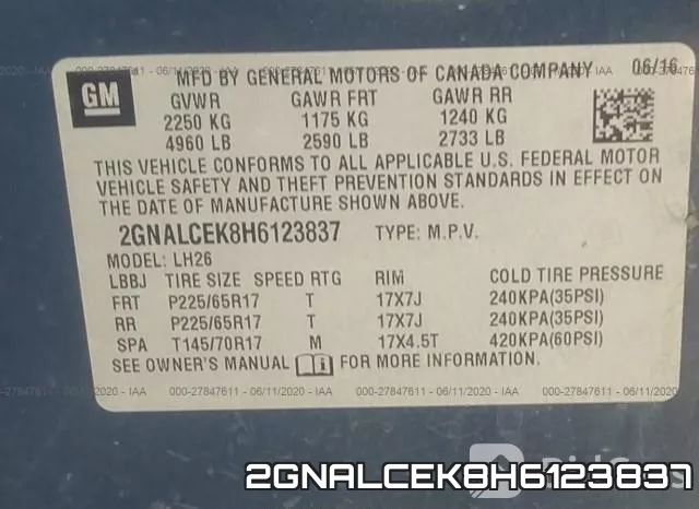 2GNALCEK8H6123837 фото 10