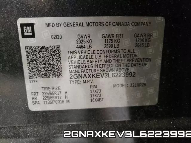 2GNAXKEV3L6223992 фото 2