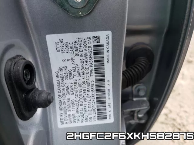 2HGFC2F6XKH582875 фото 2