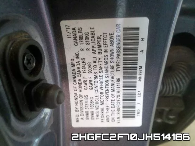 2HGFC2F70JH514186 фото 2