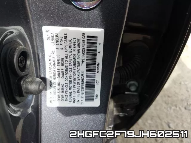 2HGFC2F79JH602511 фото 2