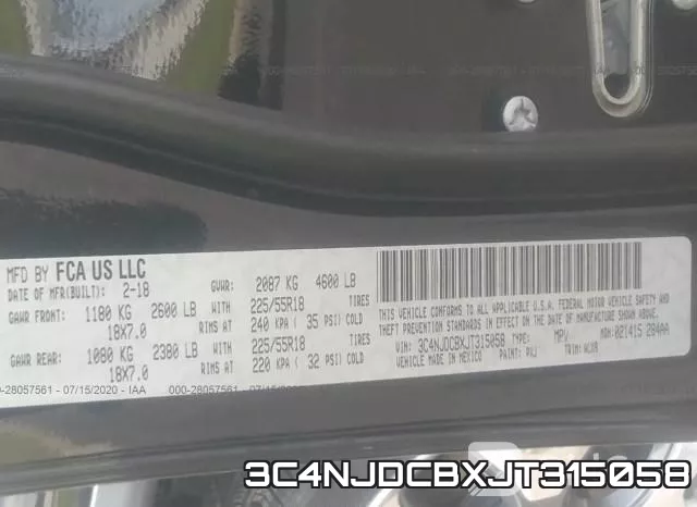 3C4NJDCBXJT315058 фото 10