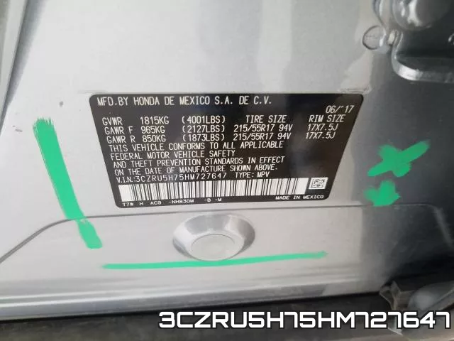 3CZRU5H75HM727647 фото 2