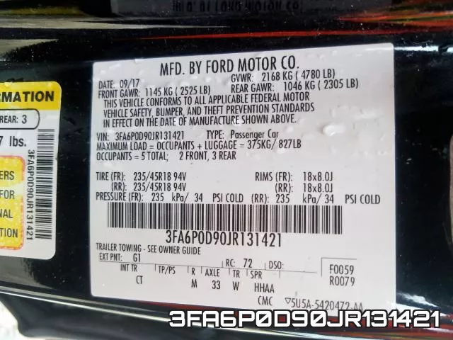 3FA6P0D90JR131421 фото 2