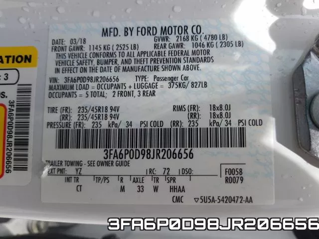 3FA6P0D98JR206656 фото 2