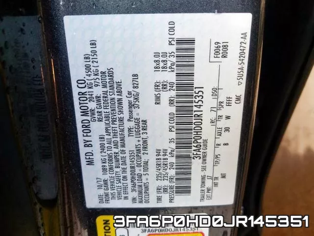 3FA6P0HD0JR145351 фото 2