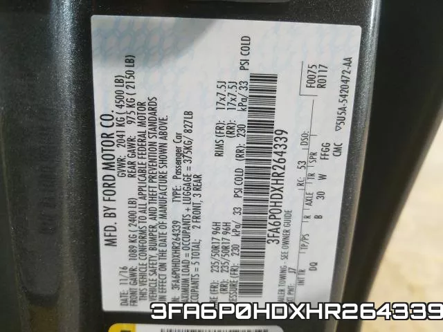 3FA6P0HDXHR264339 фото 2