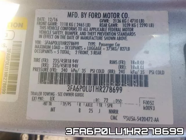 3FA6P0LU1HR278699 фото 2