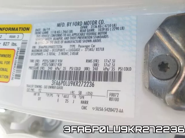 3FA6P0LU9KR272236 фото 2