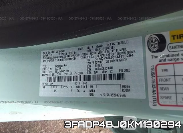 3FADP4BJ0KM130294 фото 10