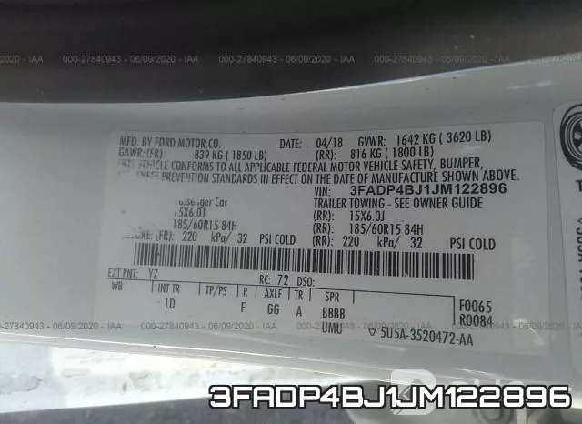 3FADP4BJ1JM122896 фото 10