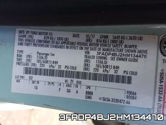 3FADP4BJ2HM134470 фото 2