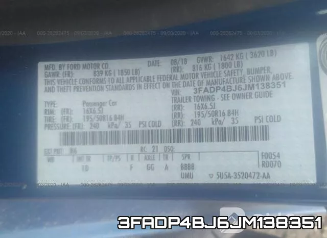 3FADP4BJ6JM138351 фото 10