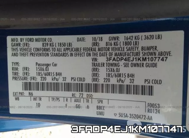 3FADP4EJ1KM107747 фото 10