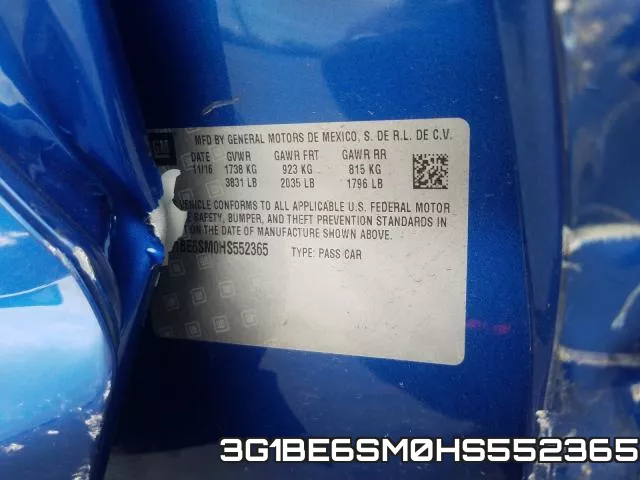 3G1BE6SM0HS552365 фото 2