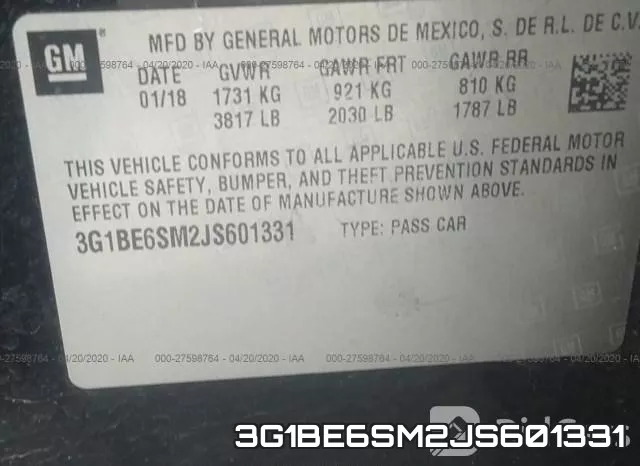 3G1BE6SM2JS601331 фото 9