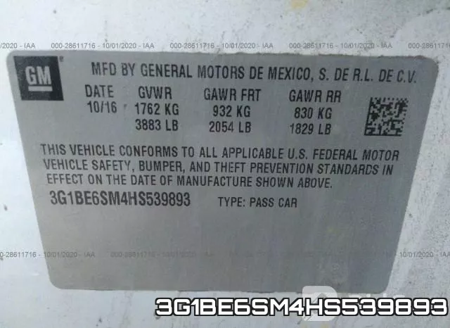 3G1BE6SM4HS539893 фото 10